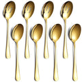 Gold Serving Spoons 8 Pieces, ReaNea Stainless Steel Serving Utensils Set inclunde 4 Serving Spoon 4 Serving Slotted Spoons, Dishwasher Safe