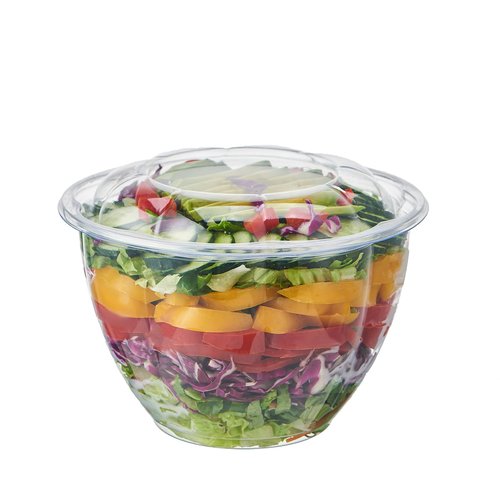 Jaluxing [48 oz. 150 Sets Clear Plastic Salad Bowls with Airtight Lids Disposable To Go Mixing Containers Serving for Fruit, Quinoa, Lunch and Meal Prep