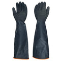 North Tower Heavy Duty Rubber Gloves, Industrial Gloves Waterproof Reusable Protective Work for Cleaning, Dishwashing, Upgraded with Non-Slip Design, Black(22in,1pair)