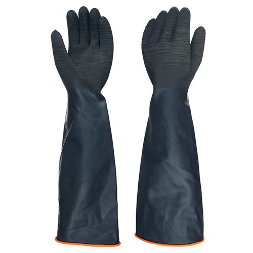 North Tower Heavy Duty Rubber Gloves, Industrial Gloves Waterproof Reusable Protective Work for Cleaning, Dishwashing, Upgraded with Non-Slip Design, Black(22in,1pair)