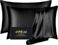Mulberry Silk Pillowcases by Skiennix - Smooth, Anti-Acne Set of 2 | Standard Size, Black with Zipper