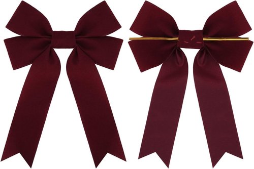 Meseey Burgundy Velvet Ribbon Bows - 12 Pcs for Christmas Wreaths & Gift Wrapping | Indoor/Outdoor Decor