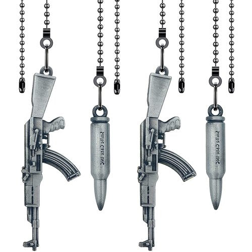 Dotlite 4 Pieces Silver Ceiling Fan Pull Chains Extension Gun Shaped Pendant,14 Inch 3mm Beaded Ball Fan Lamp Chain Extender Ornament with Connector