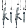 Dotlite 4 Pieces Silver Ceiling Fan Pull Chains Extension Gun Shaped Pendant,14 Inch 3mm Beaded Ball Fan Lamp Chain Extender Ornament with Connector