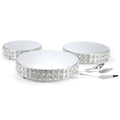 LINDLEMANN 3 Pack Shiny Crystals Cake Stands with Spatula Metal Decorative Cupcake Holder Round Dessert Display Stand for Wedding Birthday Anniversary & Party (Silver, 10" | 12" | 13")