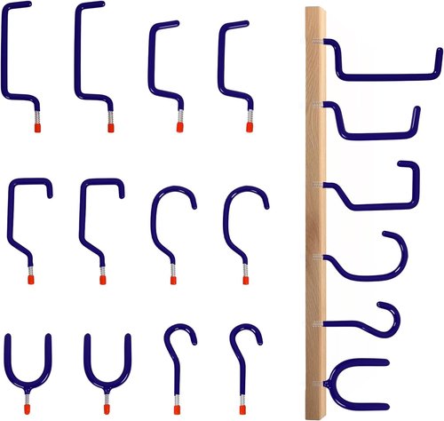 Heavy Duty Garage Hooks by Garage - 12-Pack Wall Mounted Steel Tool Hangers for Organizing Ladders, Bikes & More (Blue)