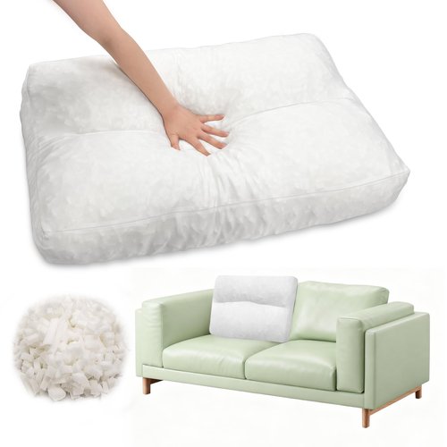 JZHLLA Shredded Foam Sofa Back Cushions Replacement Fluffy Memory Sponge Couch Pillow with Quilted Design 28x18x5 Inch Lumbar Support Pillow for Sofa Bed Floor