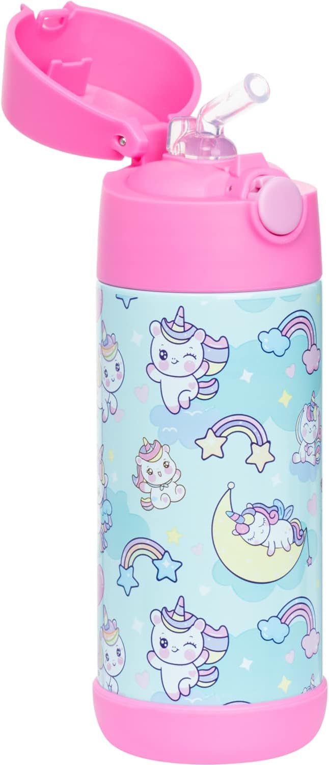 Snug Kids Water Bottle - Insulated Double-Wall Stainless Steel, Leakproof Design - Unicorn, 17oz