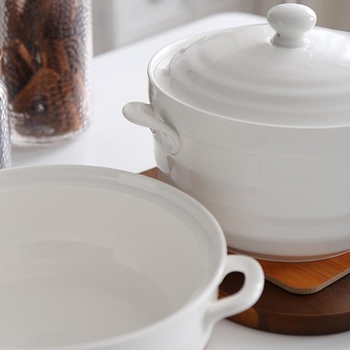 Hgjgwqh Ceramic Soup Tureen with Lid White Porcelain Serving Soup Tureen Round Ceramic Bowl for Restaurant Home Kitchen Decoration Microwave and Dishwasher Safe