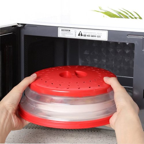Collapsible Microwave Splatter Cover, Microwave Plate Cover With Steam Vent，BPA-Free Silicone & Plastic (Light purple, 10.5IN)