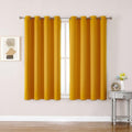 ChrisDowa Grommet Room Darkening Curtains - Thermal Insulated Blackout Panels, Mustard Yellow, 52W x 54L