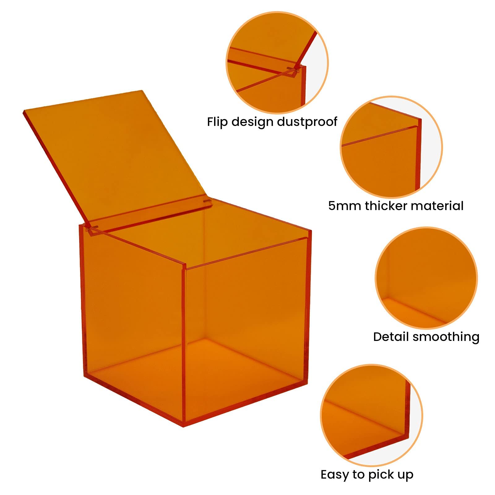 Coffee Capsule Storage Box Coffee Pod Holder Organizers Accessories Anti Dust Durable Clear Acrylic Box for House and Office Use, Orange, 5x5 In