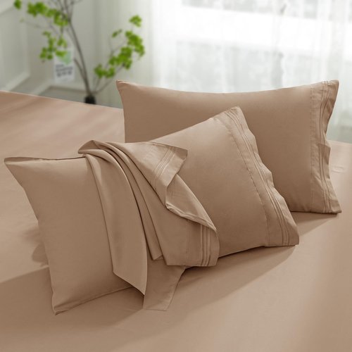 Aormenzy Microfiber Pillow Cases - King Size Set of 2-1800 Thread Count Ultra Soft Taupe Pillowcases - Wrinkle Resistant Pillow Covers with Envelope Closure - 20" x 40"