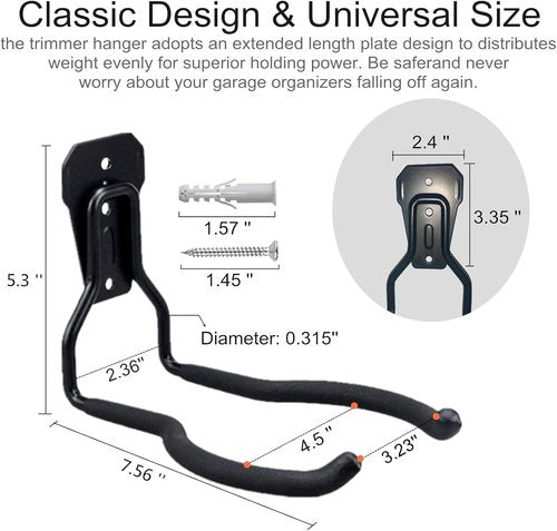 GS Alderaul Garden Power Tool Hanger - String Trimmer Bracket & Wall Mount for Garage Storage