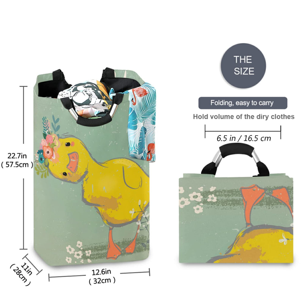 visesunny Large Capacity Laundry Hamper Basket Little Duck with Wreath Water-Resistant Oxford Cloth Storage Baskets for Bedroom, Bathroom, Dorm, Kids Room