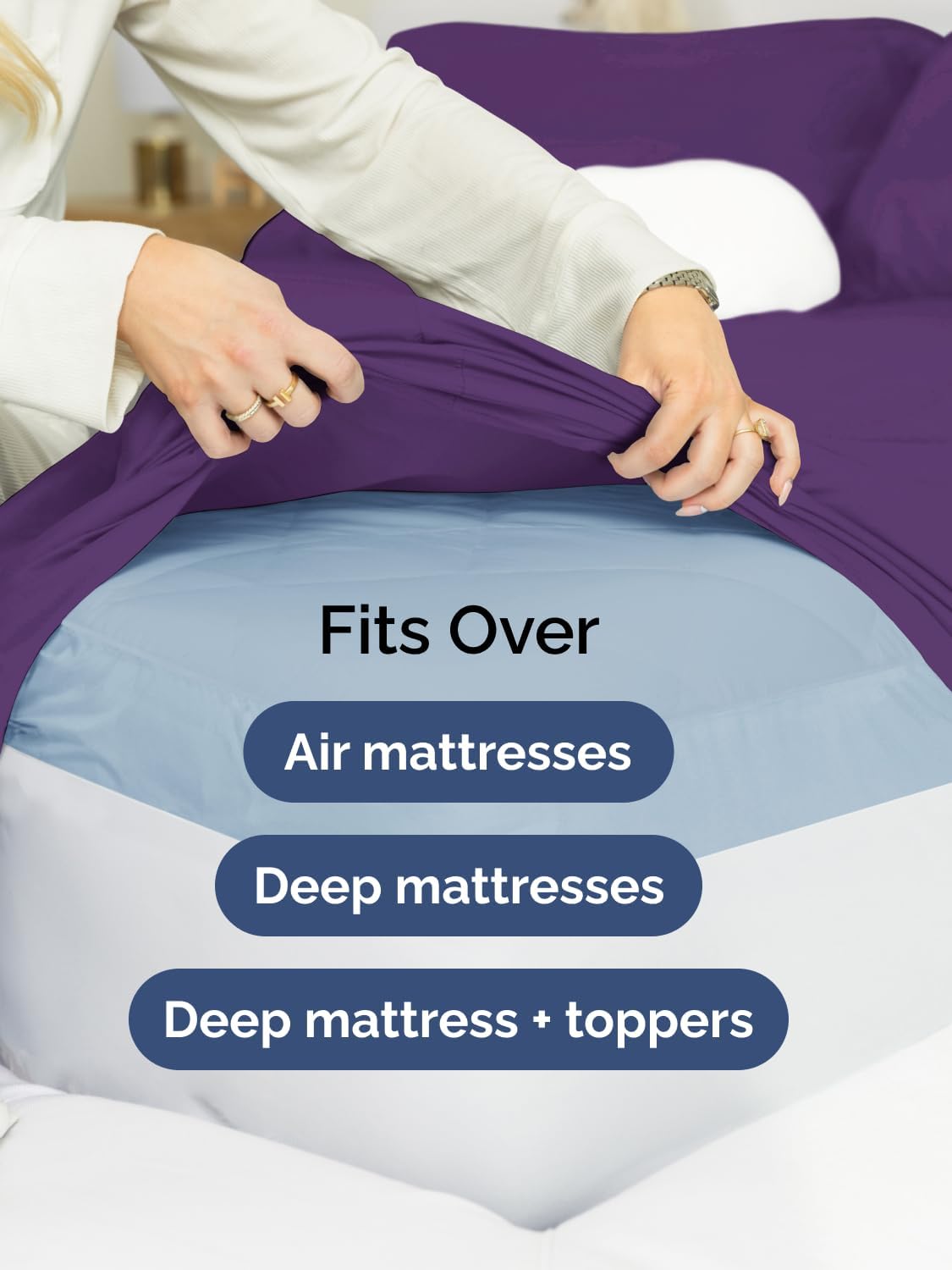 Skiennix Extra Deep Twin XL Sheet Set | 4-Piece Breathable Cooling Bedding - Soft, Wrinkle-Free, Purple