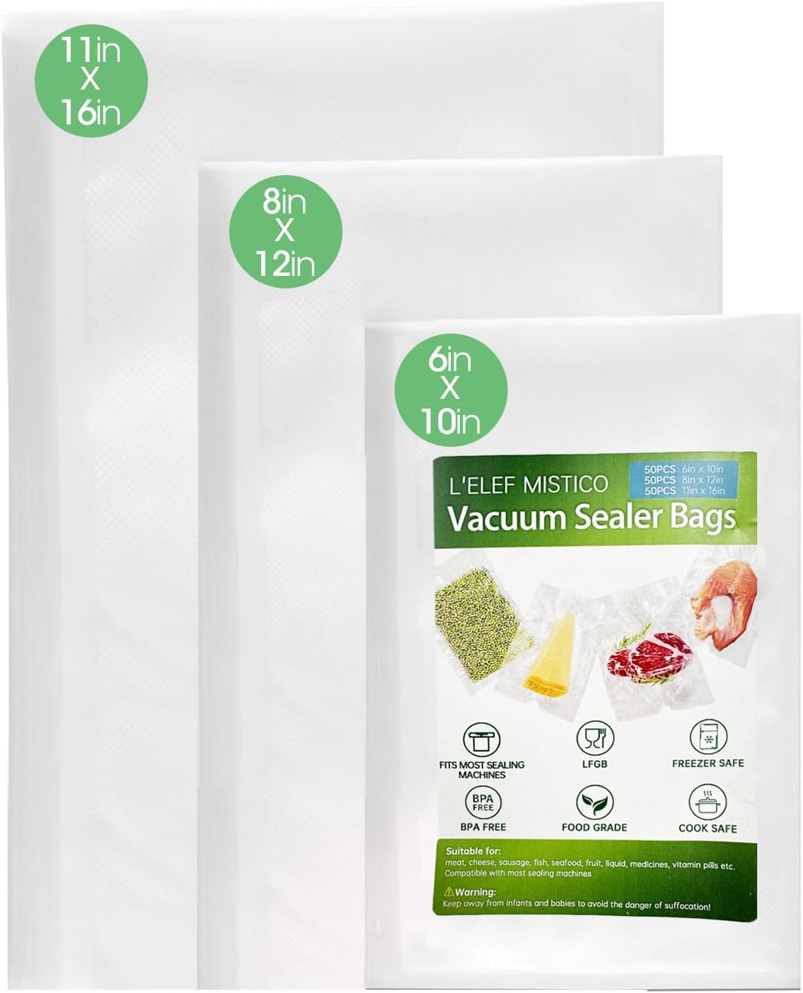 x16", 50 Quart 8"x12", 50 Pint 6"x10