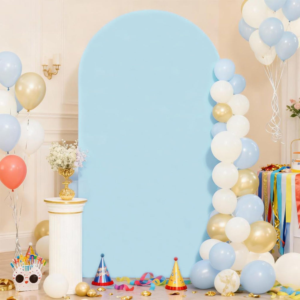 Skiennix 7.2 FT Light Blue Arch Backdrop Cover - Fitted Spandex for Weddings, Baby Showers & Events