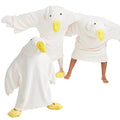 BRAFFWNE Wearable Blanket Hoodie, Oversized Blanket Hooded, Coverage with Easy Movement, Warm and Cozy Flannel, Gift for Kids (White Goose, Adult)