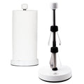 Dear Household Stainless Steel Paper Towel Holder Easy One-Handed Operation - This Sturdy Weighted Paper Towel Dispenser Countertop Model Has Suction Cups and Holds All Paper Towel Rolls - White