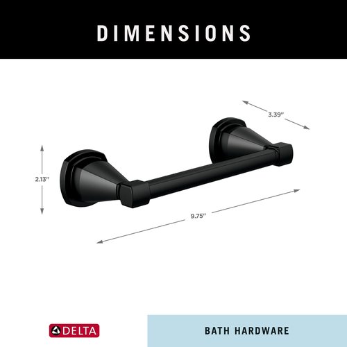 DELTA FAUCET Rubber Limited 77655-BL Stryke Wall Mount Pivot Arm Toilet Paper Holder Bath Hardware Accessory in Matte Black