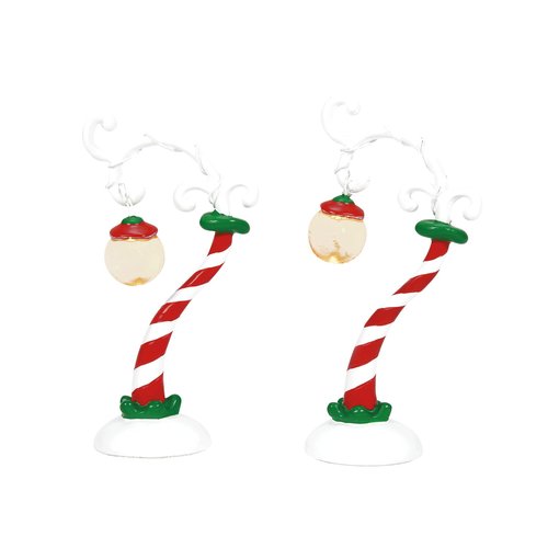 Department 56 Dr. Seuss The Grinch Village Accessories Wonky Streetlights Lit Figurine Set, 3.75 Inch, Multicolor