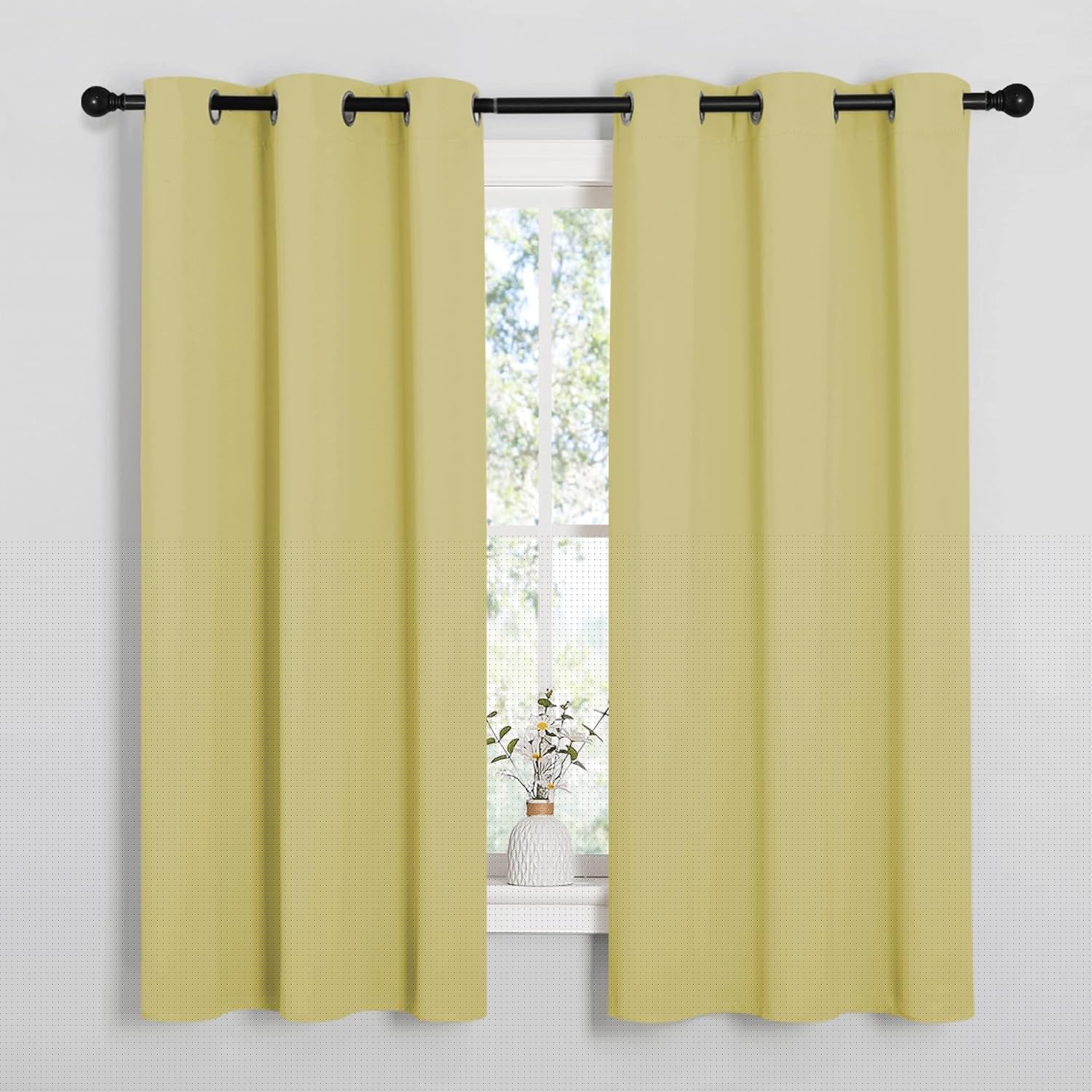 NICETOWN Blackout Curtains - Paler Yellow Thermal Insulated Drapes for Bedroom | 1 Pair, 42 x 63 Inches