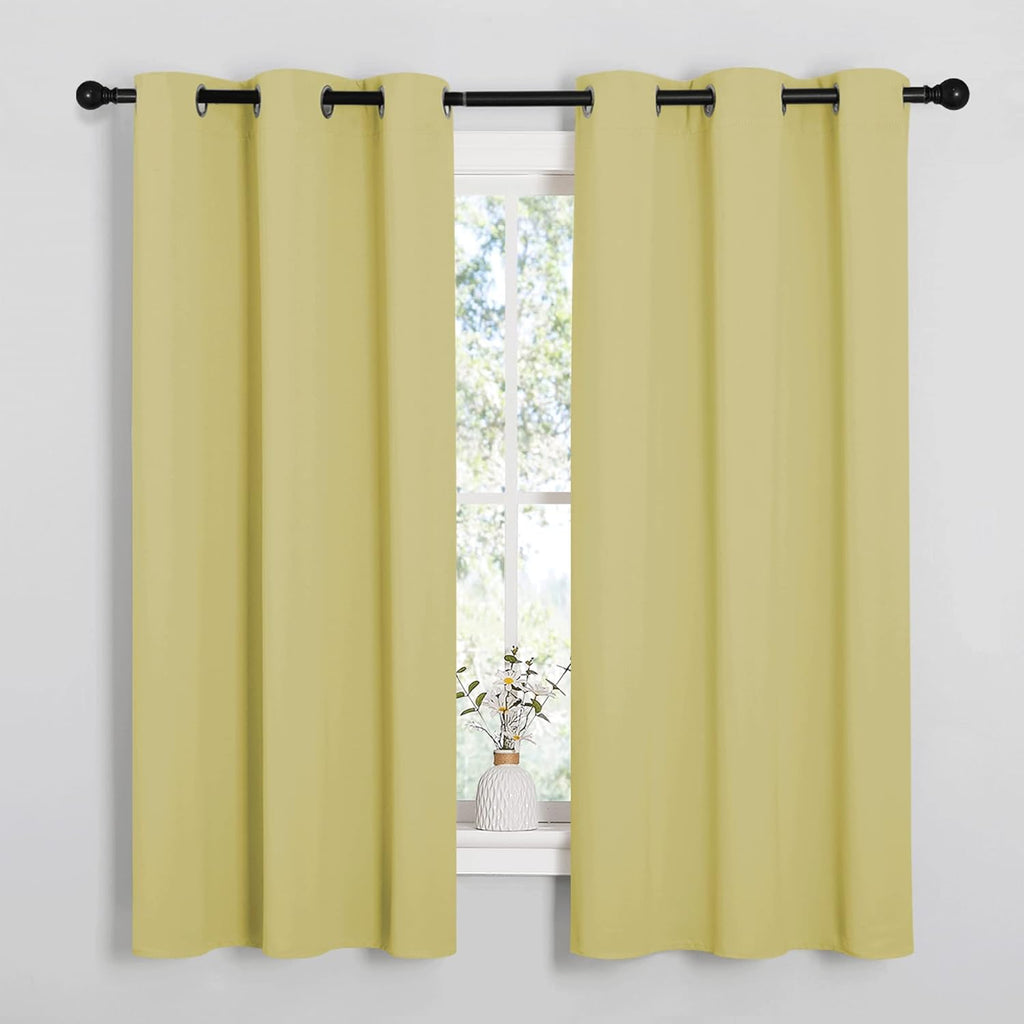 NICETOWN Room Darkening Curtains - Thermal Insulated Grommet Drapes for Kitchen | Set of 2, 42" x 48", Paler Yellow