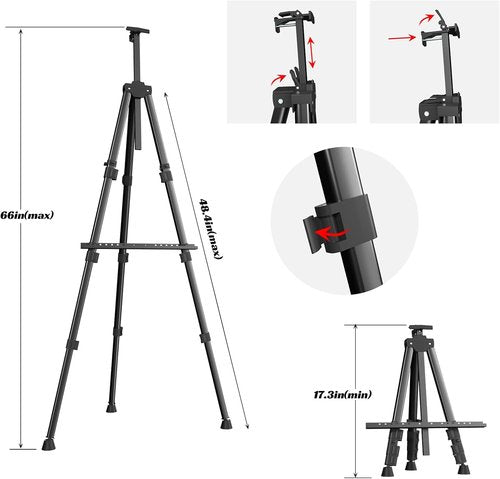 Aredy 66" Art Easel - Portable Metal Tabletop Easel Stand for Painting | 2 Pack