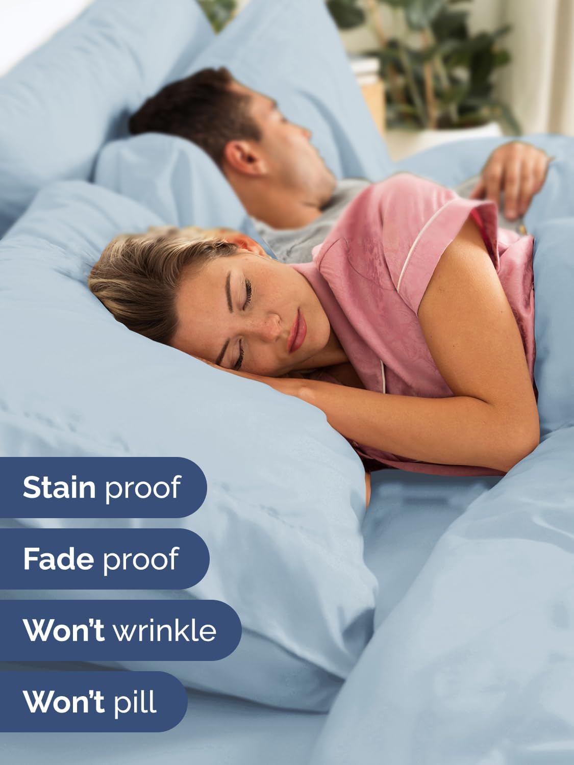 Skiennix Extra Deep Queen Sheet Set - 6-Piece Breathable Cooling Bedding - Soft, Wrinkle-Free Sky Blue
