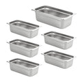 HECMAC 6 Pack Anti-Jam Hotel Pans, 1/3 Size 4 Inch Deep, Commercial Stainless Steel Chafing Steam Table Pan, Catering Storage Metal Food Pan, 23 Gauge