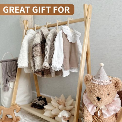 Wooden Hangers for Baby Closet - Natural Wooden Hanger for Clothes & Pants - Anti-Slip Wood Baby Hangers Usable Newborn to Toddler for BabyCloset Organizer, ChildrenHangers, PetHangers (6Pcs - 5mm)