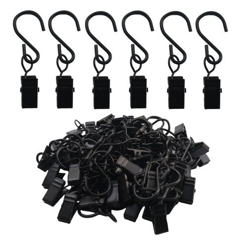 UPEYXDQR Stainless Steel S Hooks Curtain Clips，Hanging Party Lights Hangers Gutter Photo Camping Tents, Art Craft Display, Garden Courtyards Decoration, 2.4 Inch Long Black 40Pcs