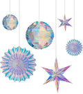 BTSD-Home Iridescent Party Decorations - Holographic Honeycomb Balls & 3D Star Ornaments | Perfect for Birthdays, Weddings & Baby Showers