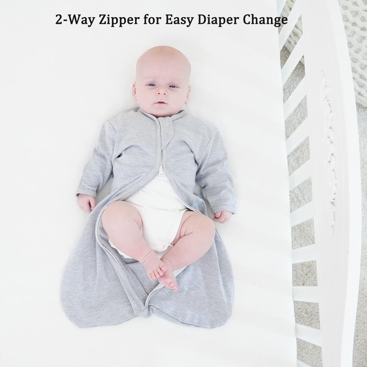 Skiennix Transition Swaddle Sleep Sack - 0-3 Months, 2-Pack with Mitten Cuffs & 2-Way Zipper, 100% Cotton