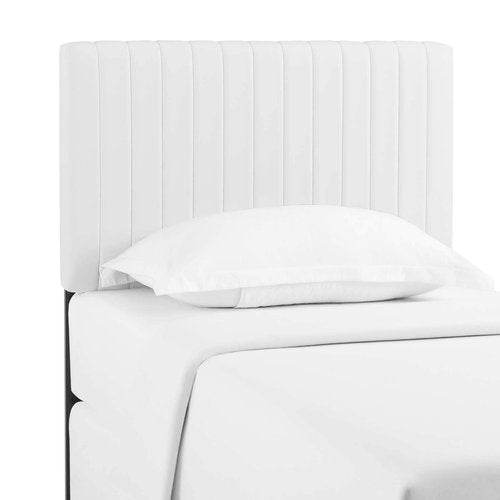 Modway Keira Channel Tufted Faux Leather Upholstered Twin Headboard in White