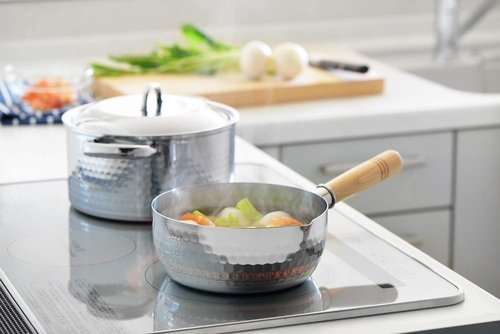 Japanese Stainless Steel Yukihira Saucepans 20cm Cooking Pot, 2.2 Quart, Made in Japan, 2-Pack