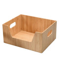 Bamboo Storage Box with Open Front Stackable Bin Organizer to use in kitchen pantries, cabinets and countertops, 14 x 11 x 6.5 inches