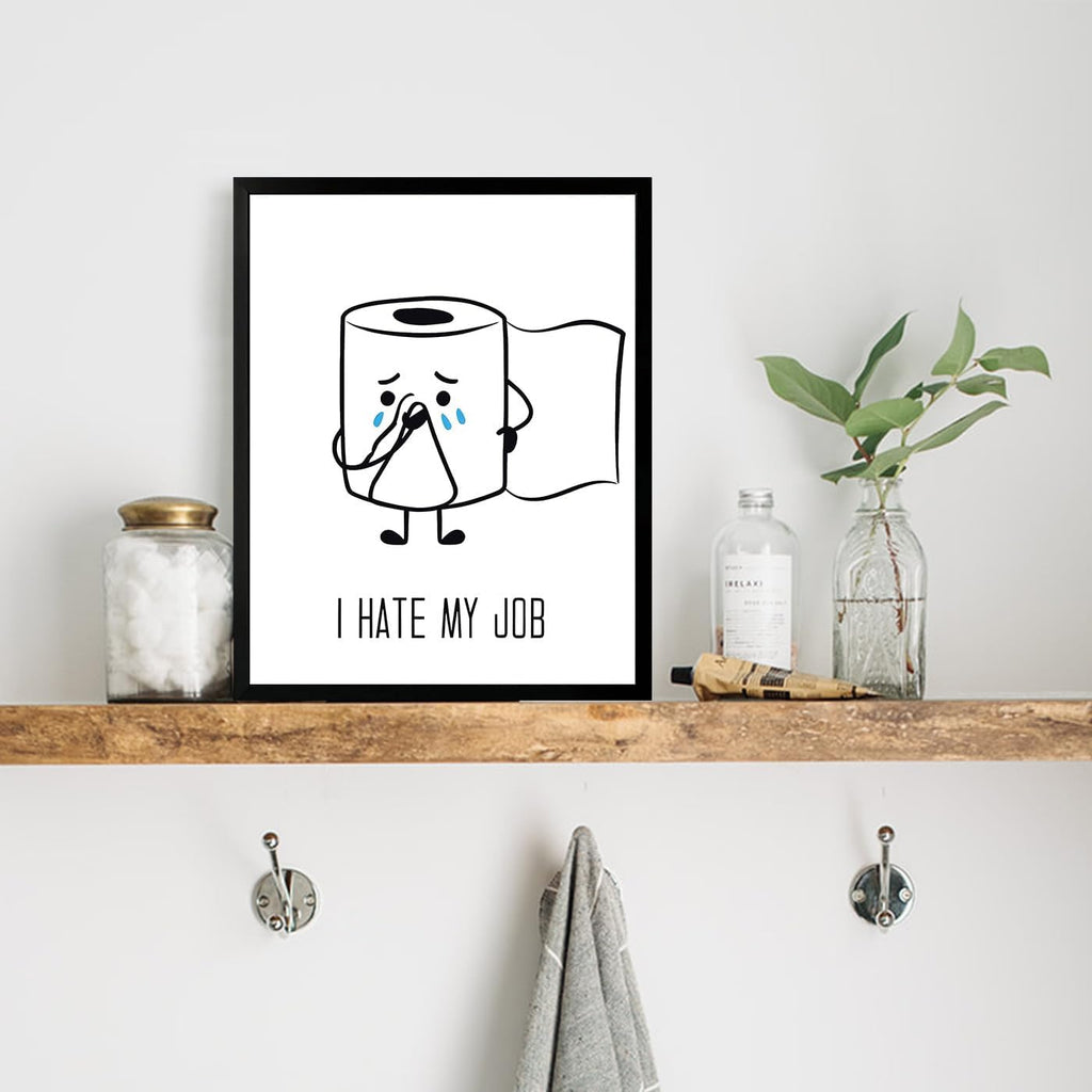 Ovdang Black & White Bathroom Wall Art - Funny Toilet Paper Canvas Print | Modern Minimalist Design
