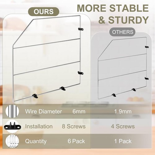 Blulu 6 Pcs Baking Sheet Organizer 18" x 20" Tray Dividers for Cabinets Kitchen Cabinet Dividers Vertical for Baking Sheets Chrome Pan Rack Storage Wires for Kitchen Cupboards (Silver)