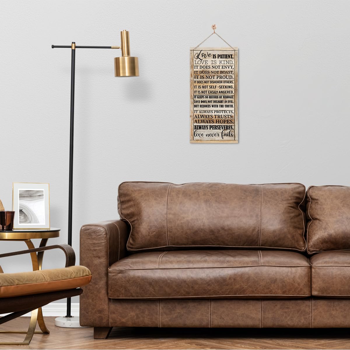 1 Corinthians 13:4-8 Inspirational Hanging Wood Decor Sign, Printed Wood Sign, Love is Patient, Love is Kind Quote, Hanging Bible Verses Woods Wall Signs, Rustic Home Decor Signs, Christian Gift E1