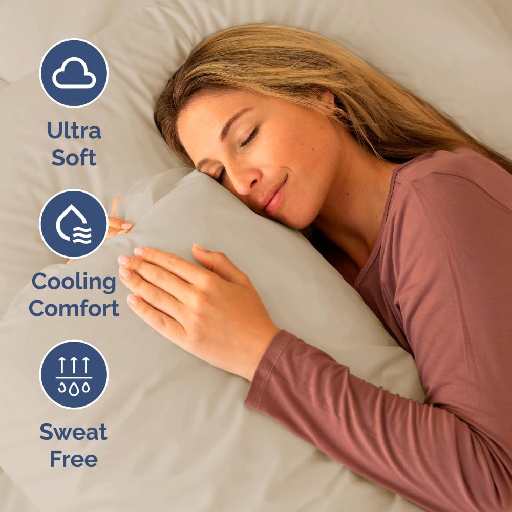 Skiennix Short Queen Size 4-Piece Sheet Set - Soft, Breathable & Cooling Bedding - Oeko-Tex Certified - Wheat Color