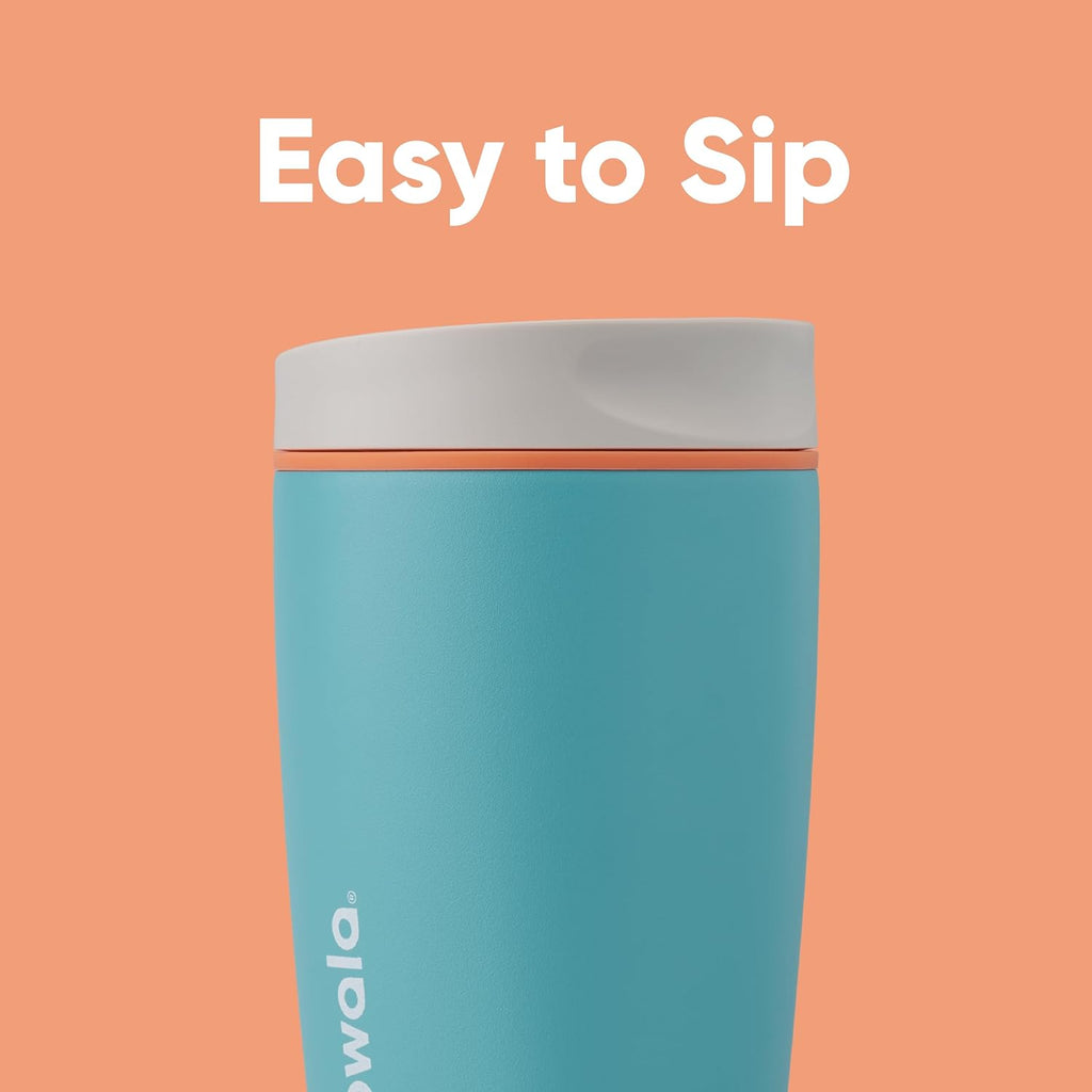Owala SmoothSip Insulated Stainless Steel Coffee Tumbler - Reusable 12 oz Hot & Iced Coffee Cup | Grey/Blue