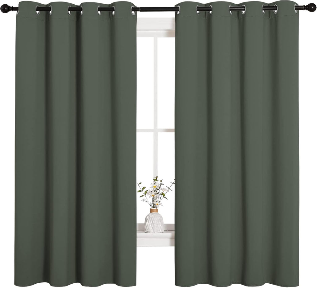 NICETOWN Thermal Insulated Blackout Curtains - Room Darkening Grommet Drapes, Dark Mallard, Set of 2 (55 x 68 Inches)