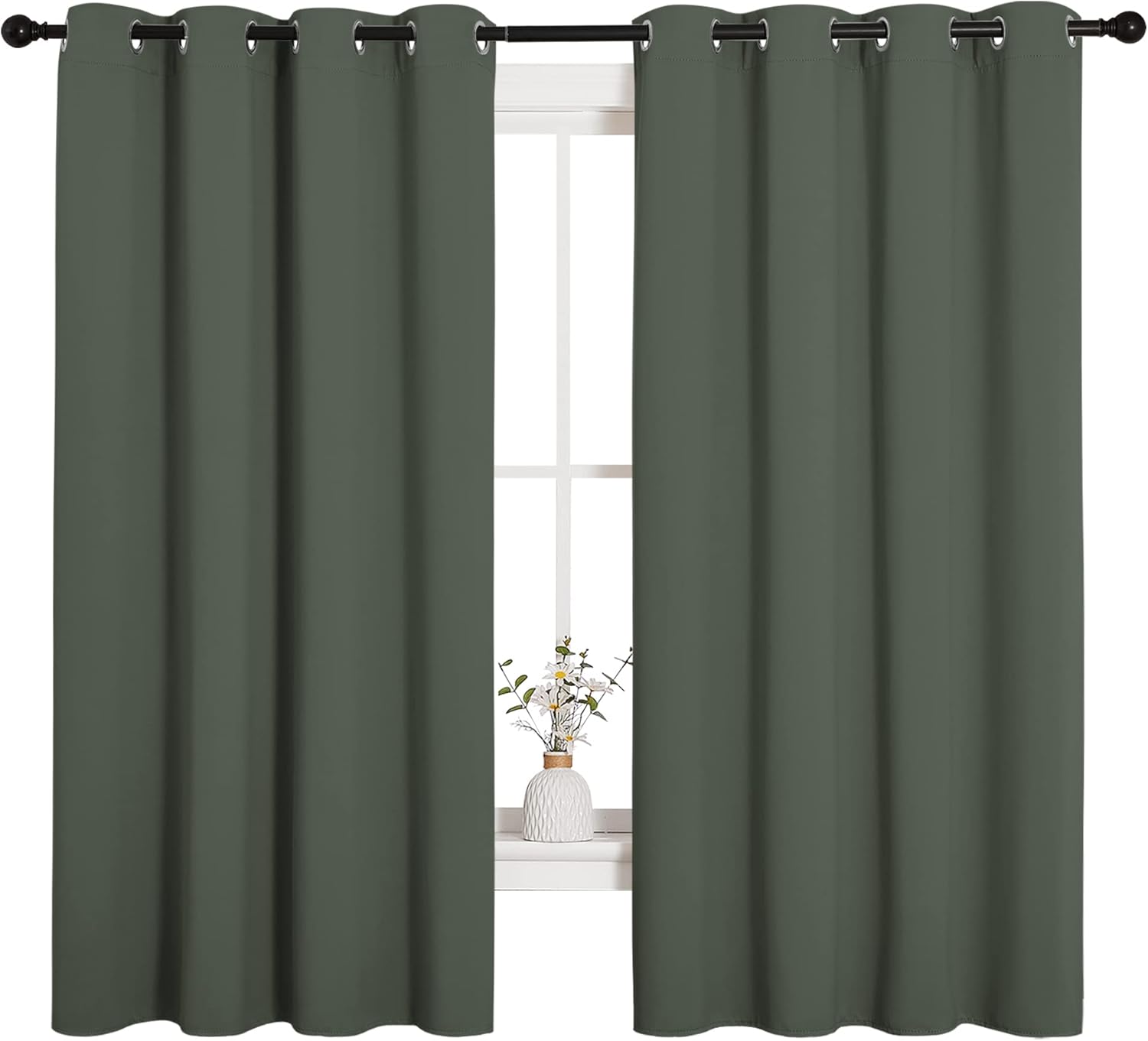 NICETOWN Thermal Insulated Blackout Curtains - Room Darkening Grommet Drapes, Dark Mallard, Set of 2 (55 x 68 Inches)