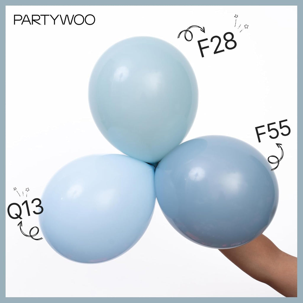 PartyWoo Dusty Blue Balloons - 155-Piece Boho Balloon Arch Kit | Various Sizes for Graduation, Baby Shower & Birthday Decor