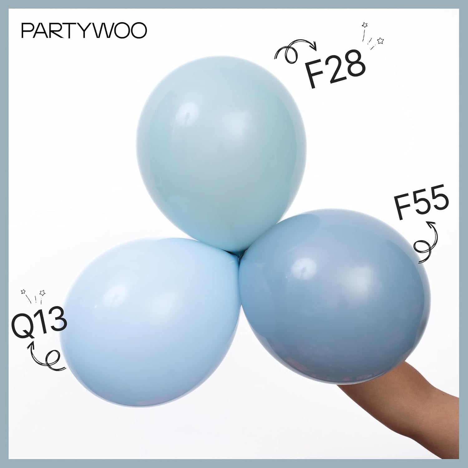 PartyWoo Dusty Blue Balloons - 155-Piece Boho Balloon Arch Kit | Various Sizes for Graduation, Baby Shower & Birthday Decor