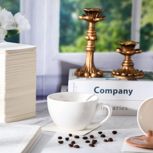 TaoBary 600 Pcs Disposable Paper Bar Coasters Bulk, 4 Inch Cardboard Coasters Square Blank for Drinks DIY Crafts Wedding (White)