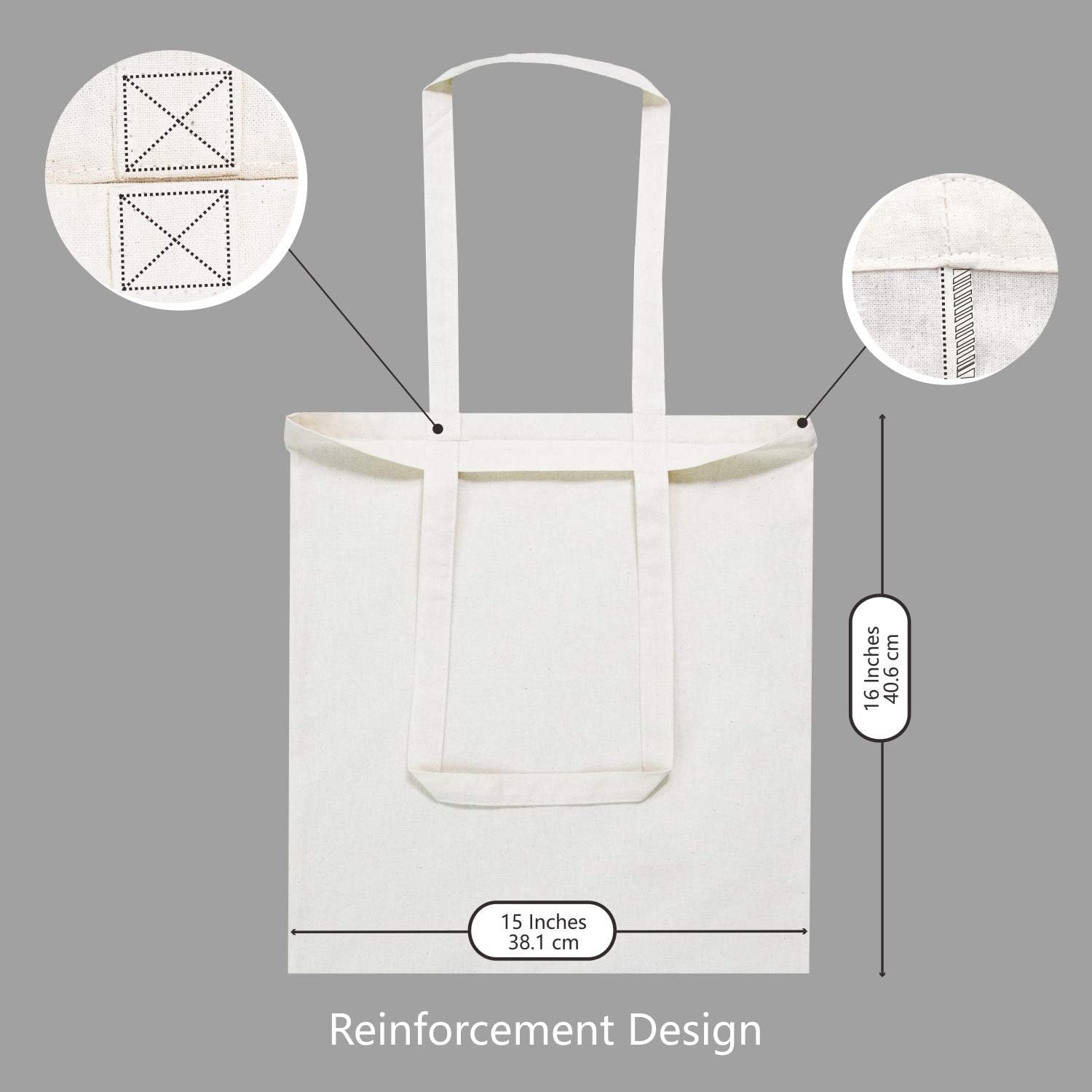 TOPDesign 48-Pack Cotton Tote Bags - Lightweight Reusable 16"x15" Grocery Bags for DIY & Promotions