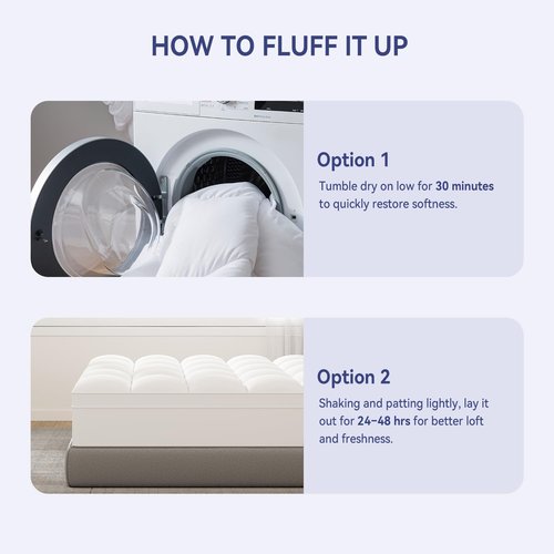 ELEMUSE Queen Mattress Topper - Plush Soft Pillowtop for Back Pain Relief | Extra Thick Deep Pocket Design